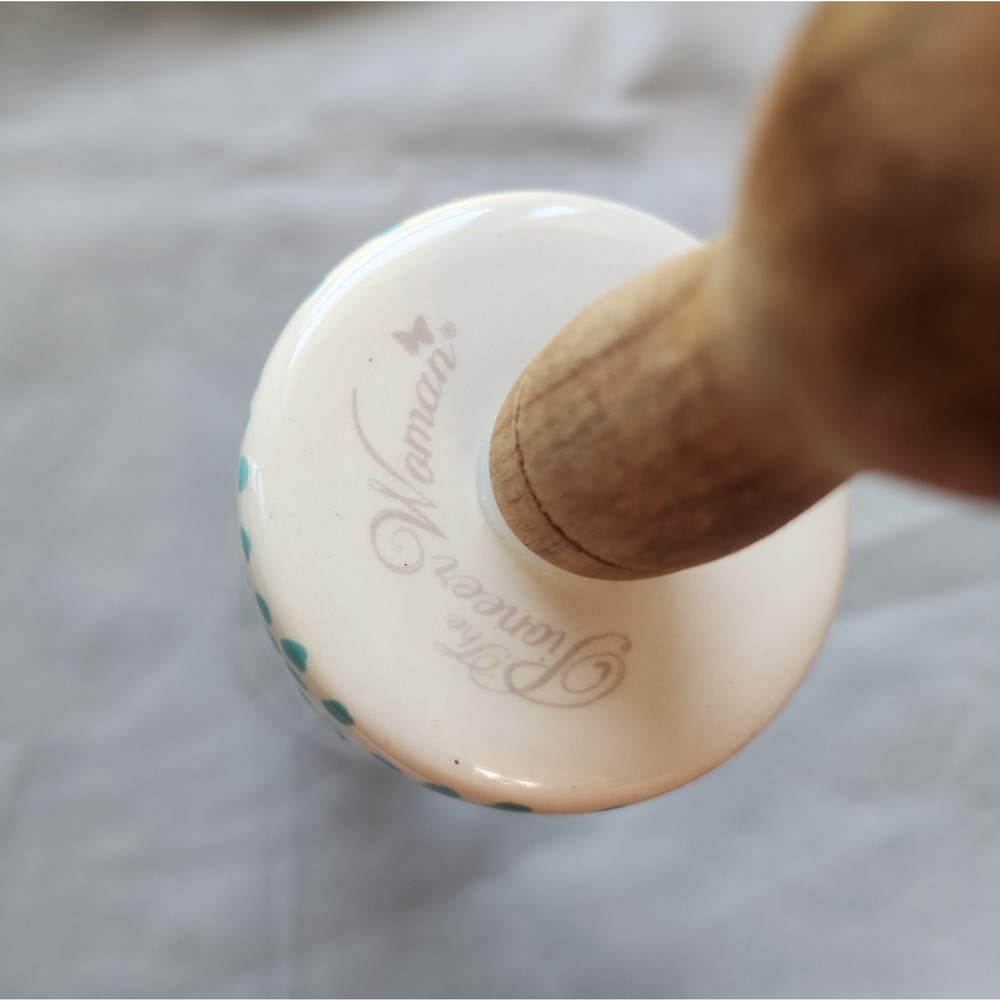 Pioneer Woman Rolling Pin Spring Melody Ceramic Floral Acacia Wood Handles 18in - Picture 5 of 8